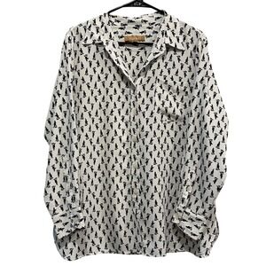 Ellen‎ Tracy Women's All Over Print Button Down Shirt Size Large Long Sleeve